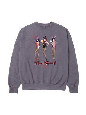 PLAYBOY Men's Playboy Tokyo Club Happy Hour Sweatshirt Size XL in Pigment Plum